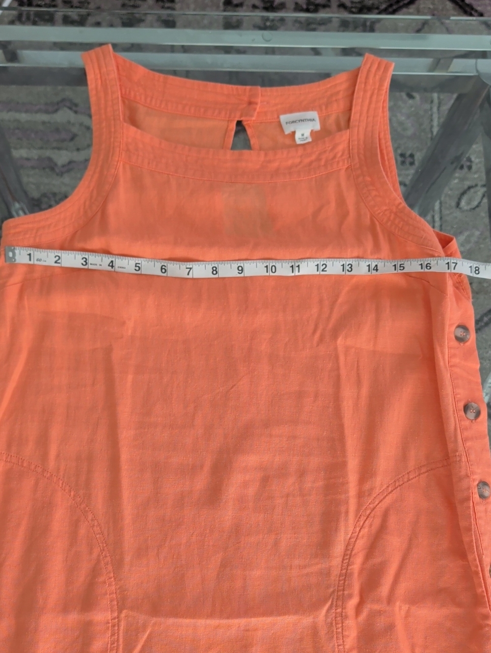 For Cynthia Peachy Orange Side Button Linen Blend Dress w POCKETS! Medium